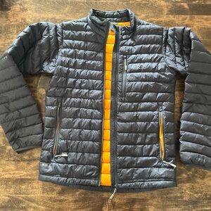Men's Rab microlight Pertex Down Black and Orange Puffer Jacket